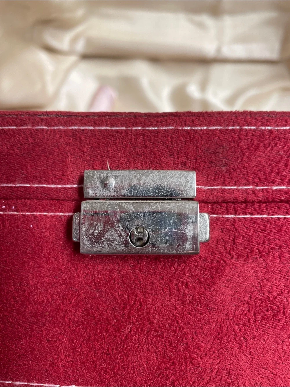 Vintage Red Jewelry Organizer Box - Classic Soft Suede Storage